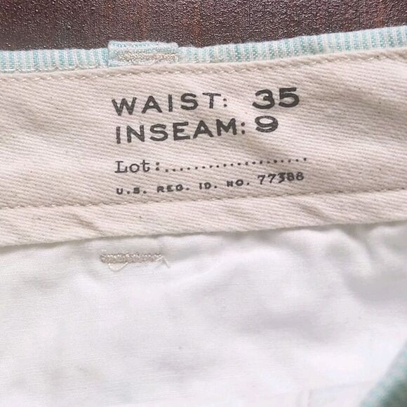 J Crew Linen Shorts Men’s 35 Green White Striped 9”‎ Inseam Casual Lightweight - Picture 7 of 7